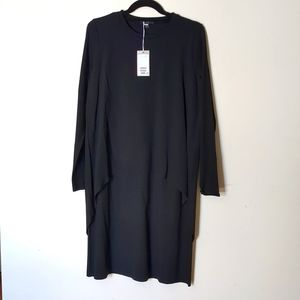 NWT COS Long Sleeve Layered Front Black Dress Women's S